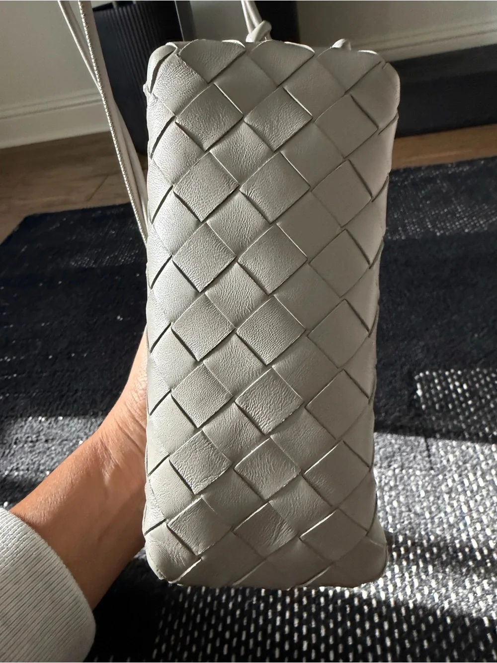 Bottega Veneta Intrecciato Concert Bag in sterling with gold hardware